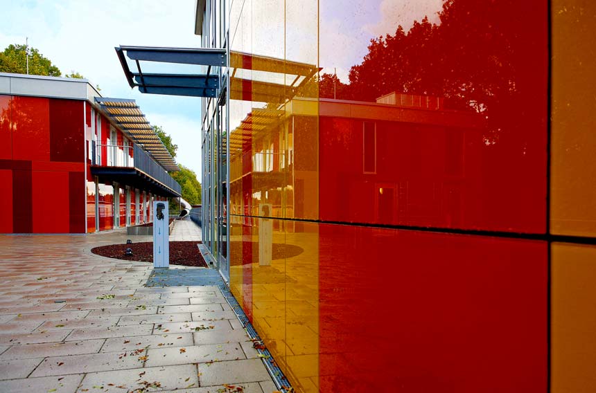 bedrucktes Glas als Fassadenverkleidung